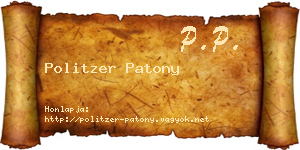 Politzer Patony névjegykártya